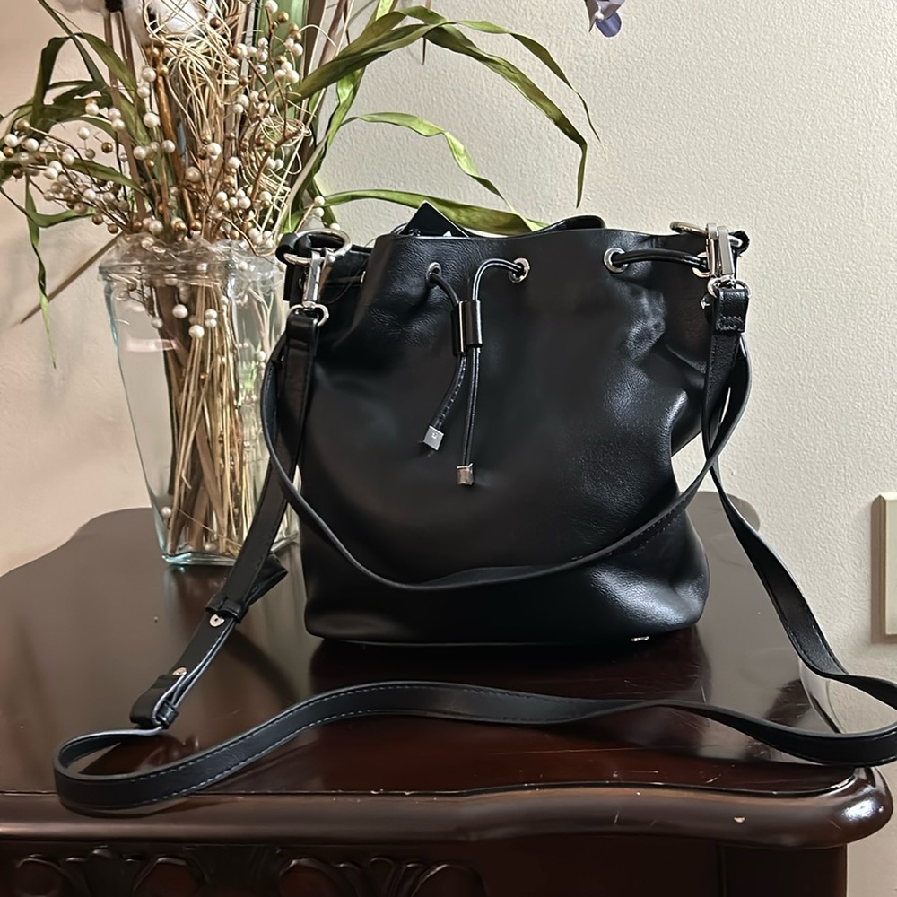 INC International Concepts Crossbody Bag Black Vegan Leather; NWT